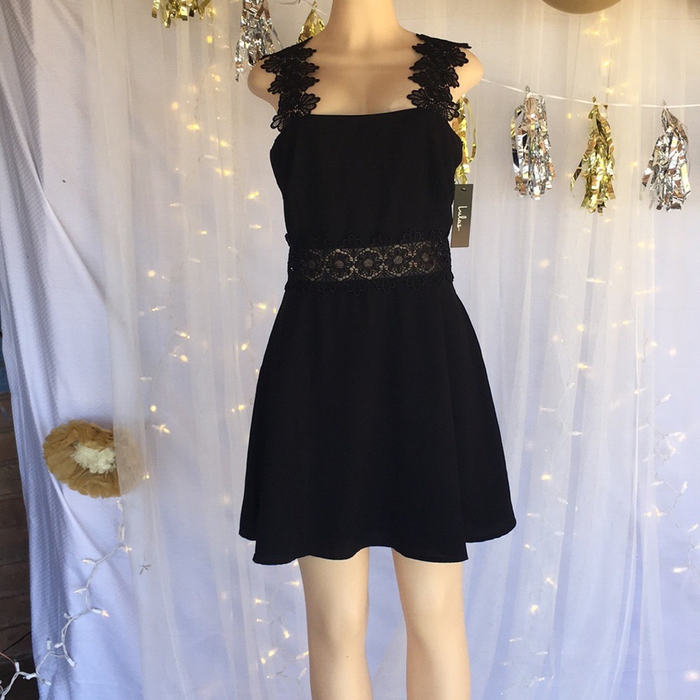 VISUAL TREAT BLACK LACE SKATER DRESS
